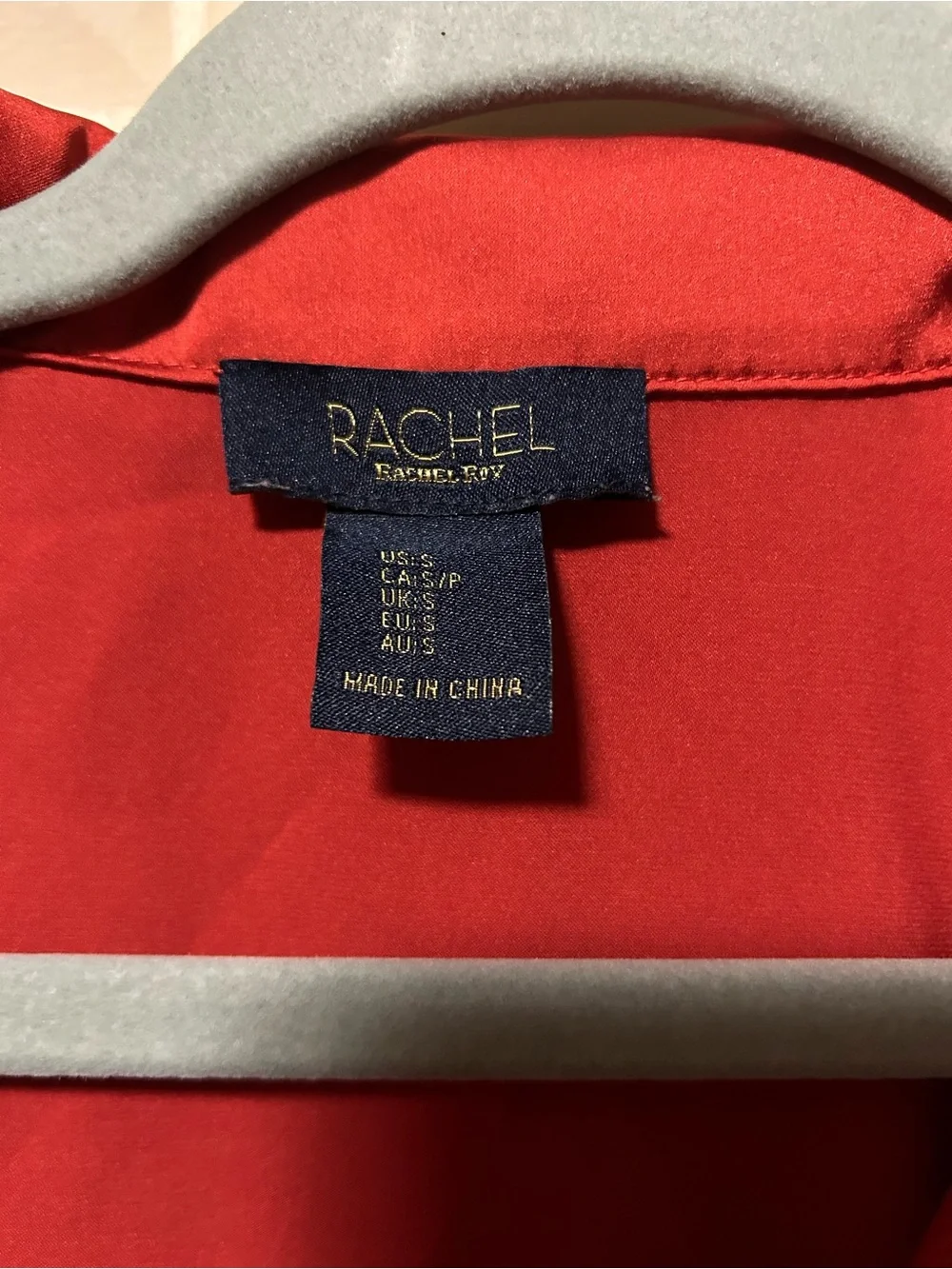 RACHEL Rachel Roy Scarlet Satin Button-Down Blouse - Picture 2 of 4